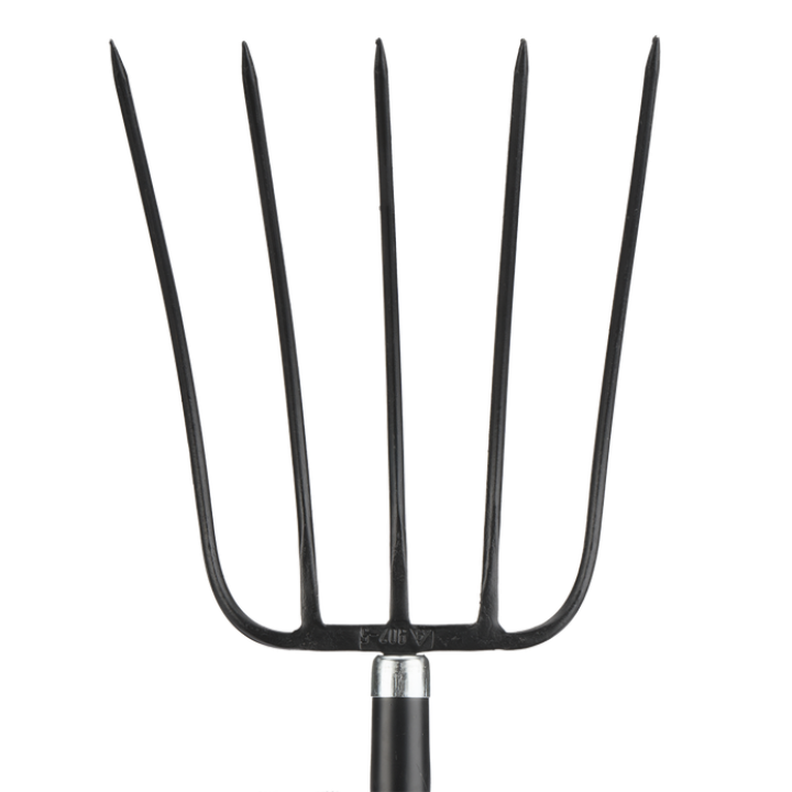Forged fork with 5 prongs for collecting hay and manure